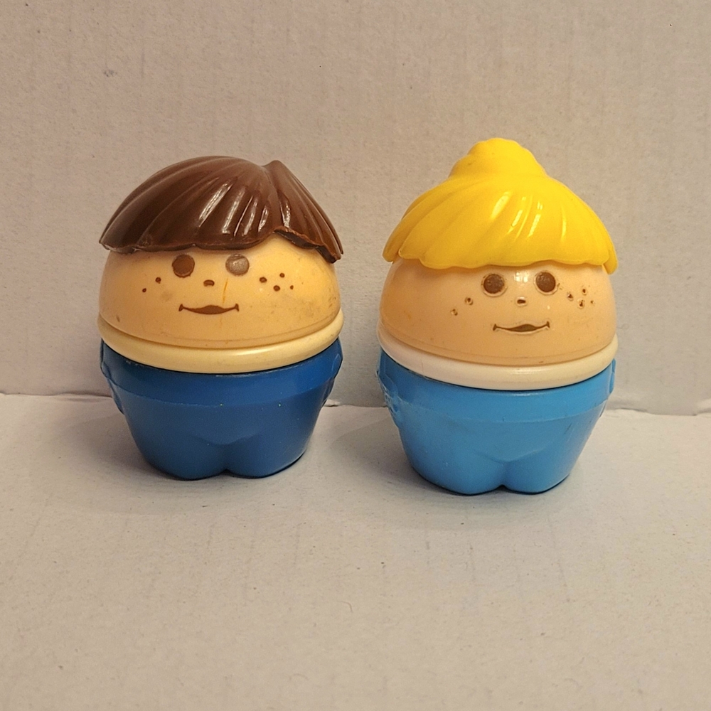 Vintage Kids Toy Figures - Brown and Yellow